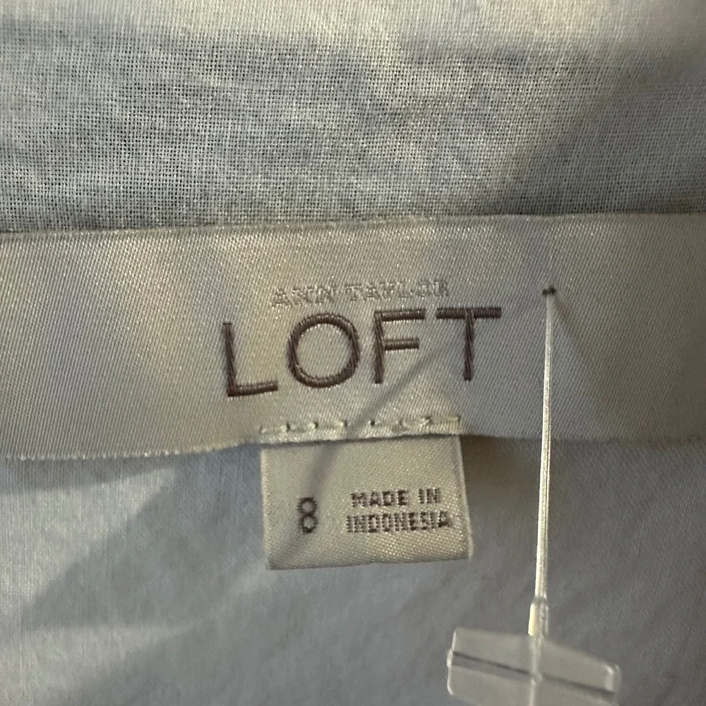 Ann Taylor Loft Black White Striped Cotton Linen Pleated Fit Flare Dress Sz 8 - Picture 3 of 7